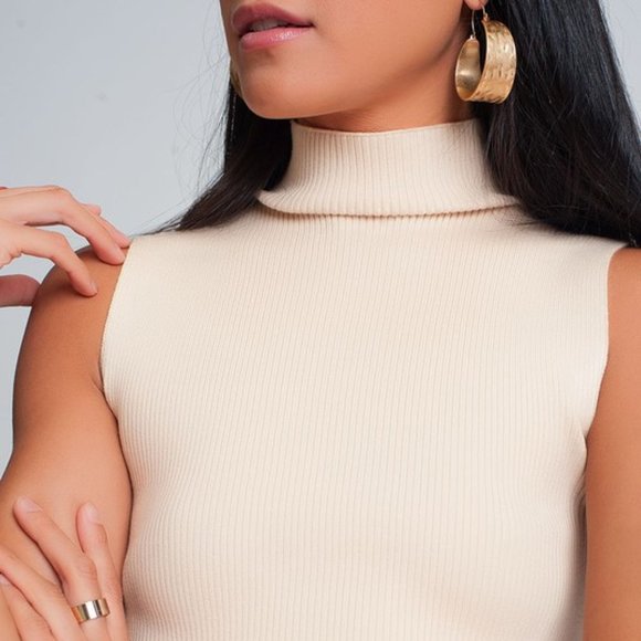 NWT High neck sleeveless sweater in ribbed knit - Picture 6 of 7